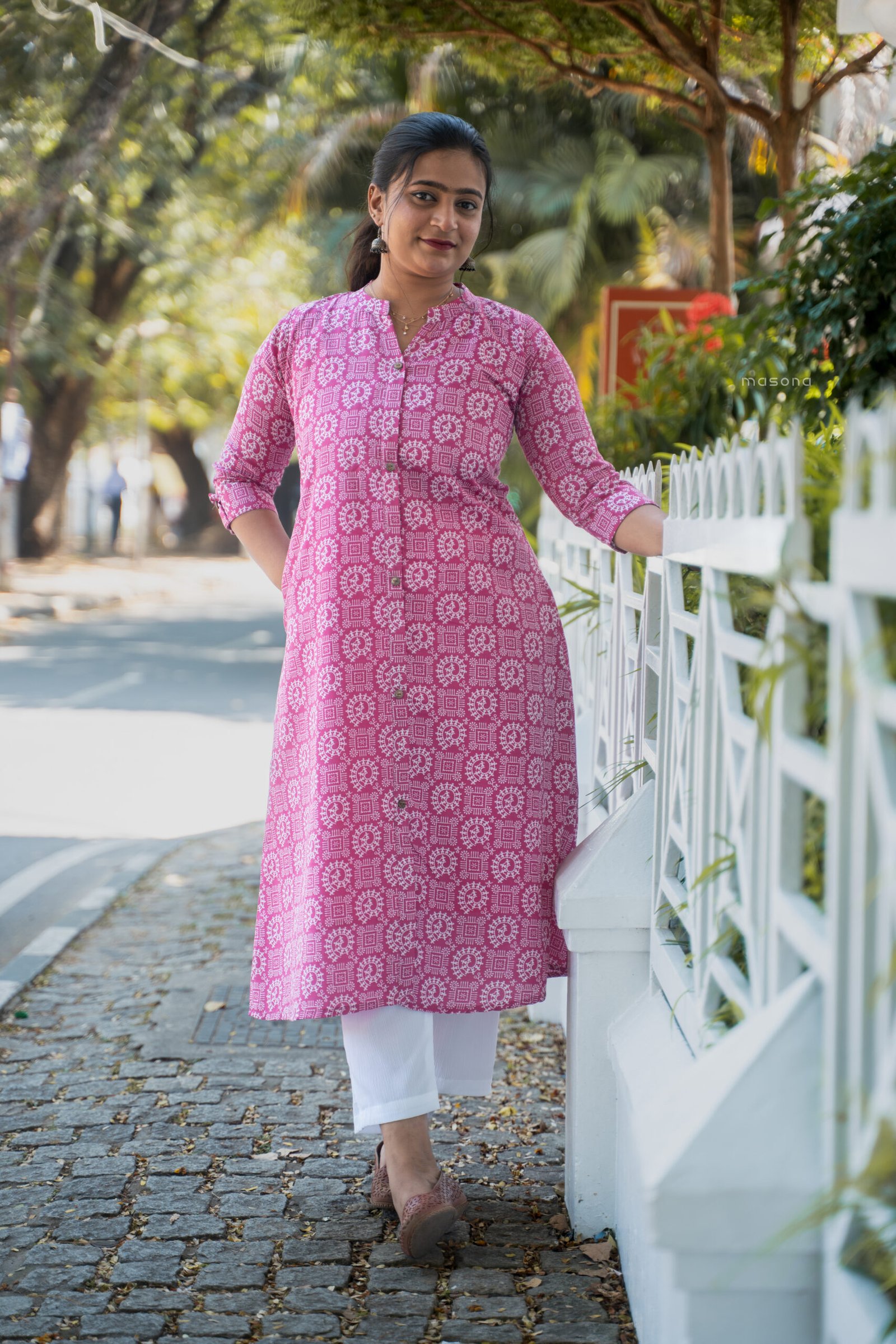 A Graceful A-Line Top With Full Button Down - M1734 - Image 4