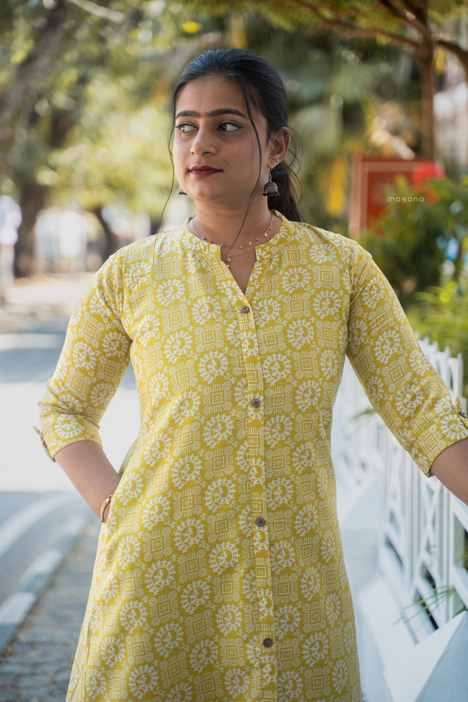 A Graceful A-Line Top With Full Button Down - M1734