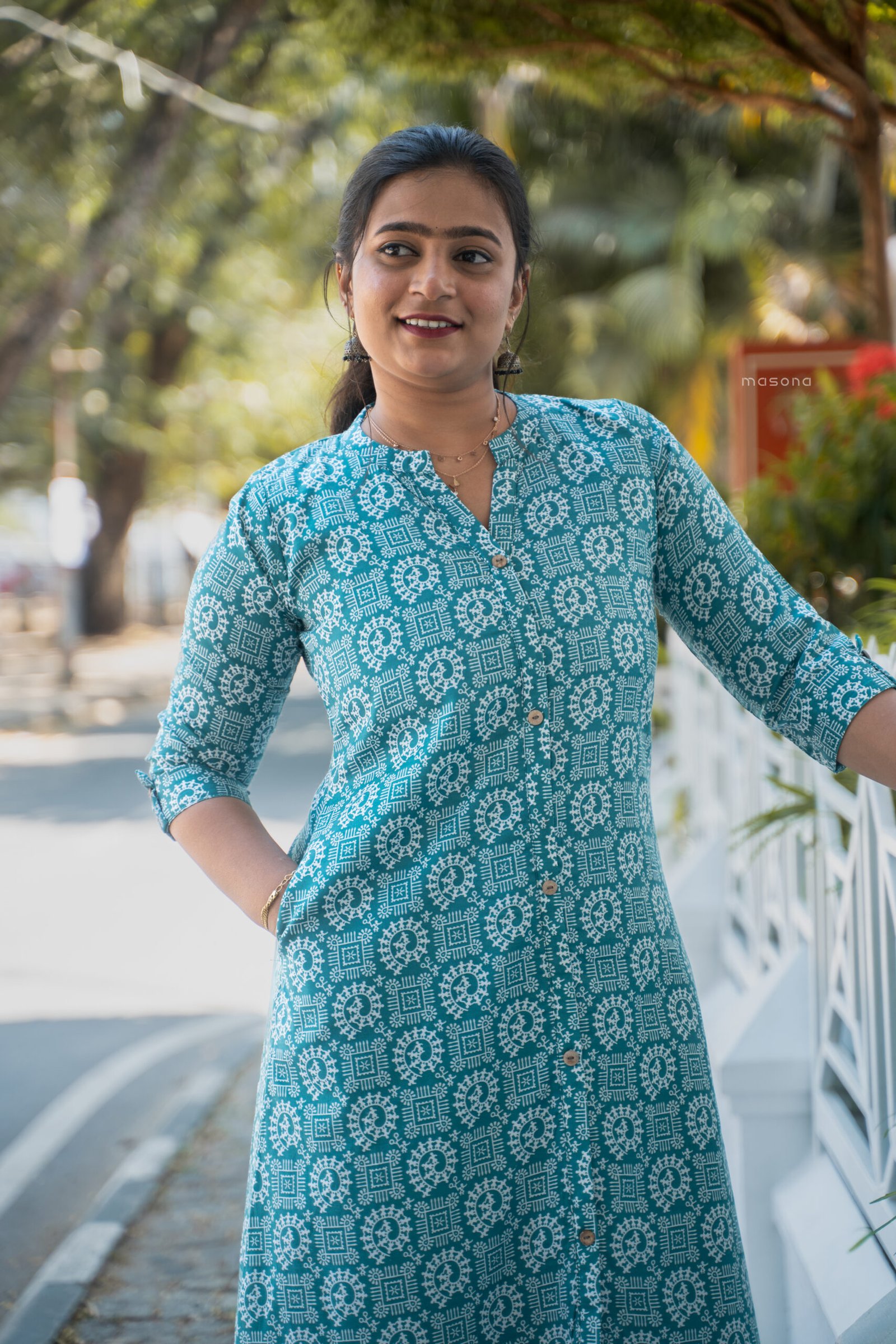 A Graceful A-Line Top With Full Button Down - M1734 - Image 8