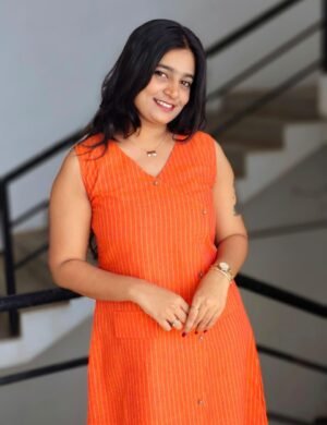 Self Strip Cotton A-Line Top - M1690