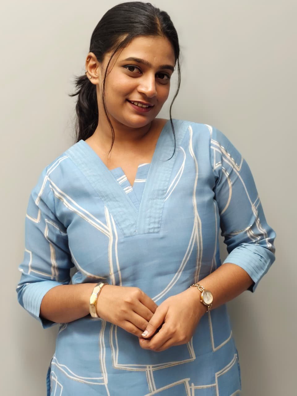 Mal Chanderi Printed Fabric Slited Kurti With Bottom - M1702