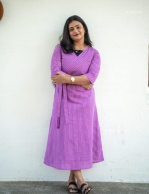 Cotton Striped A-line Kurti - M1786