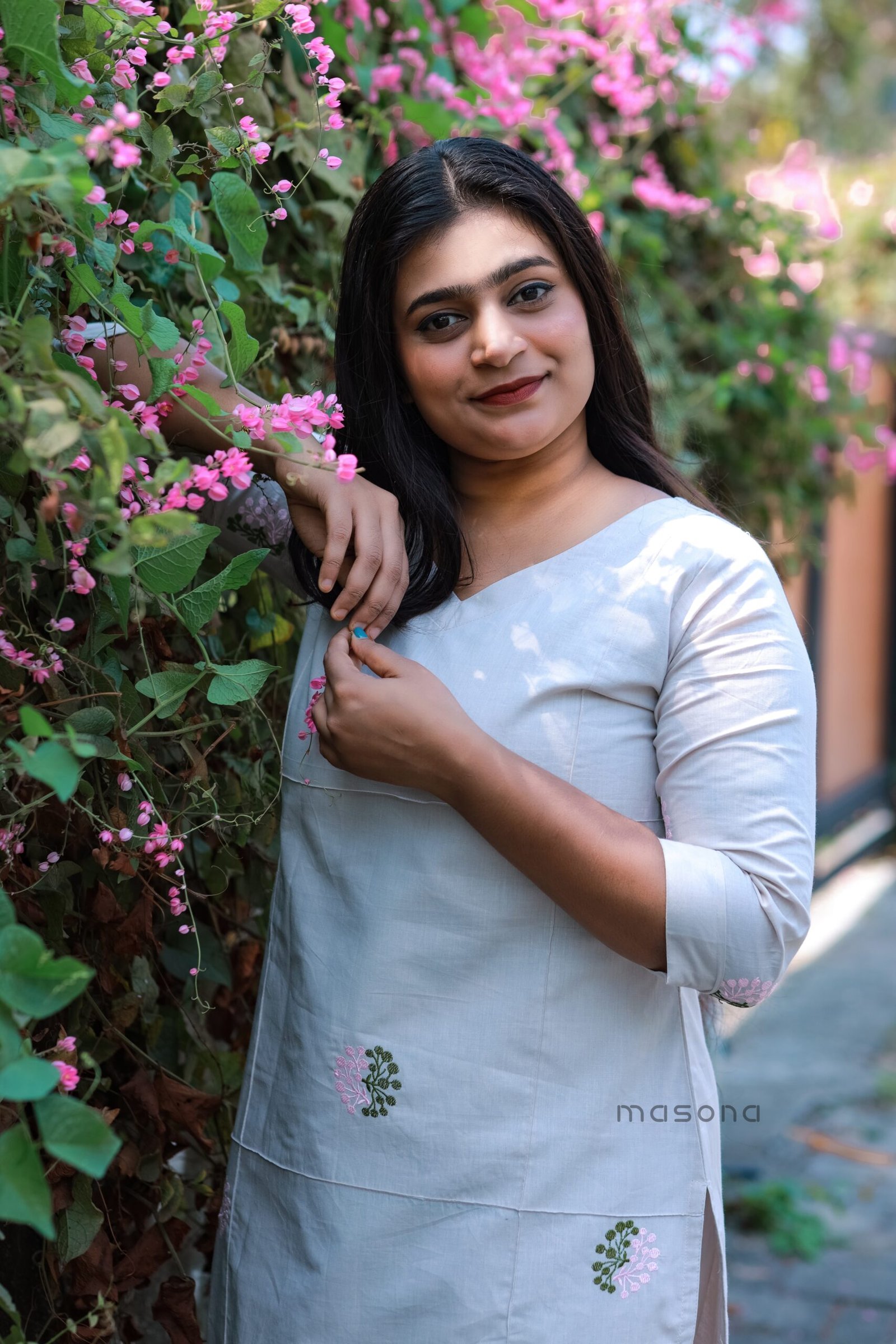 Dabu Cotton Long Pintuck Top & Plain Bottom - M1799 - Image 7