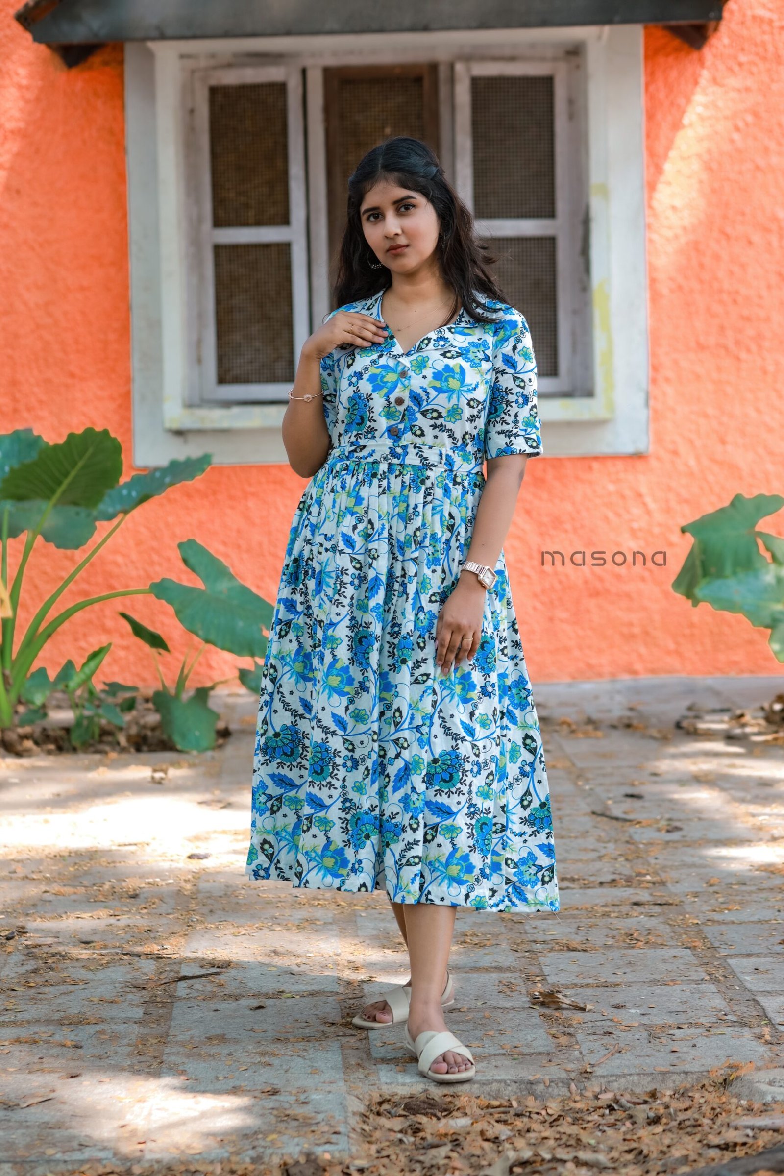 Flax Cotton Frock Kurti - M1801