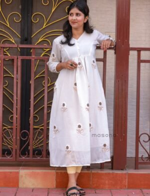 Crocodile Crushed Rayon Self Embroidered Frock Kurti - M1814