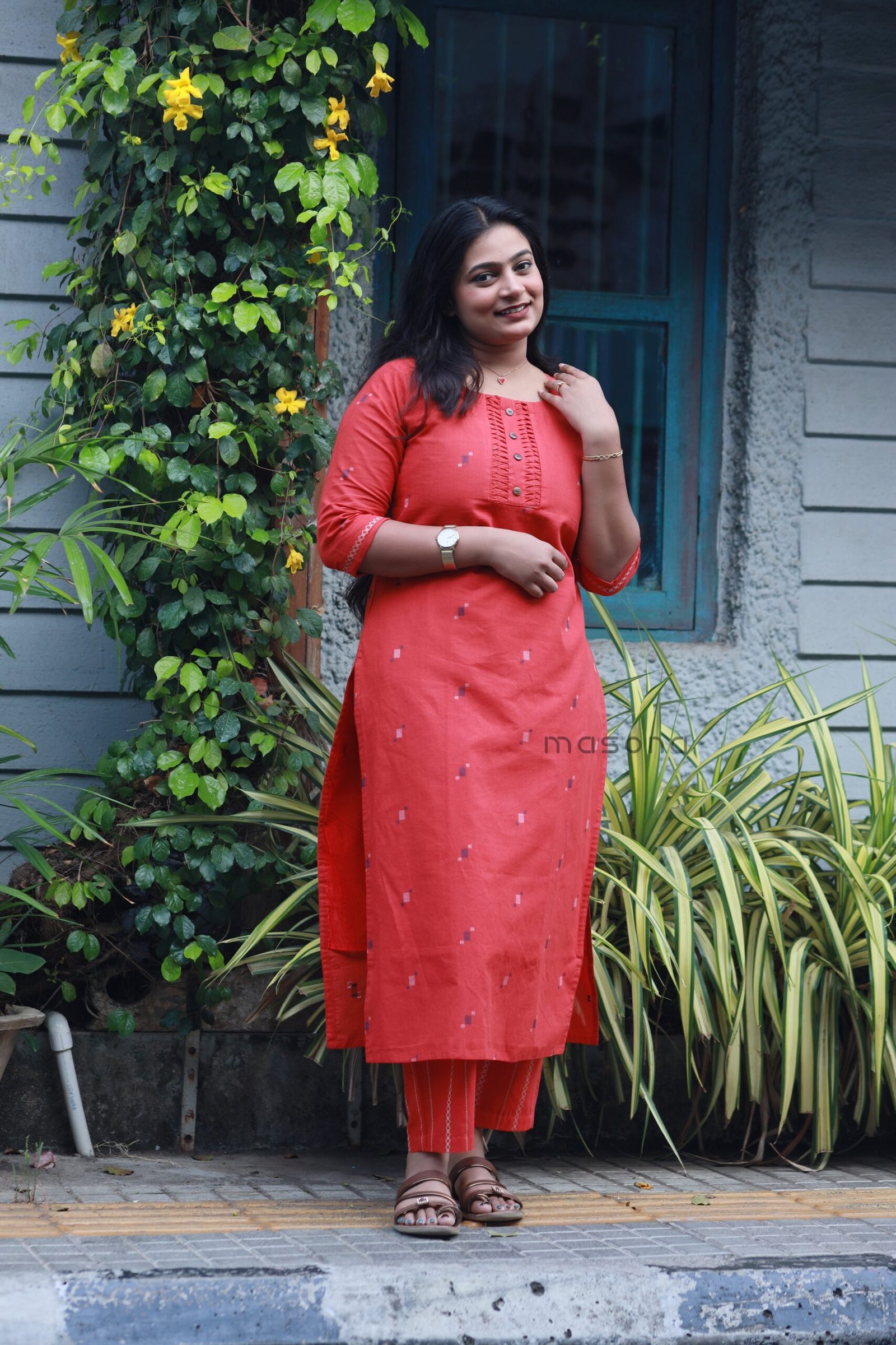 South cotton self butta Slitted Top with matching bottom -M1796 - Image 5