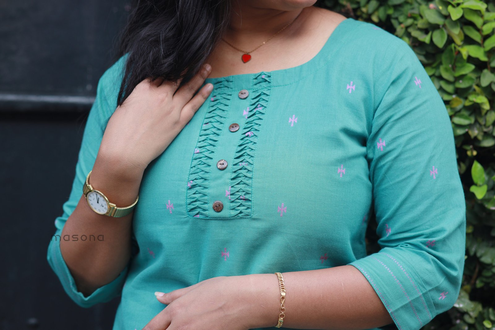 South cotton self butta Slitted Top with matching bottom -M1796 - Image 4