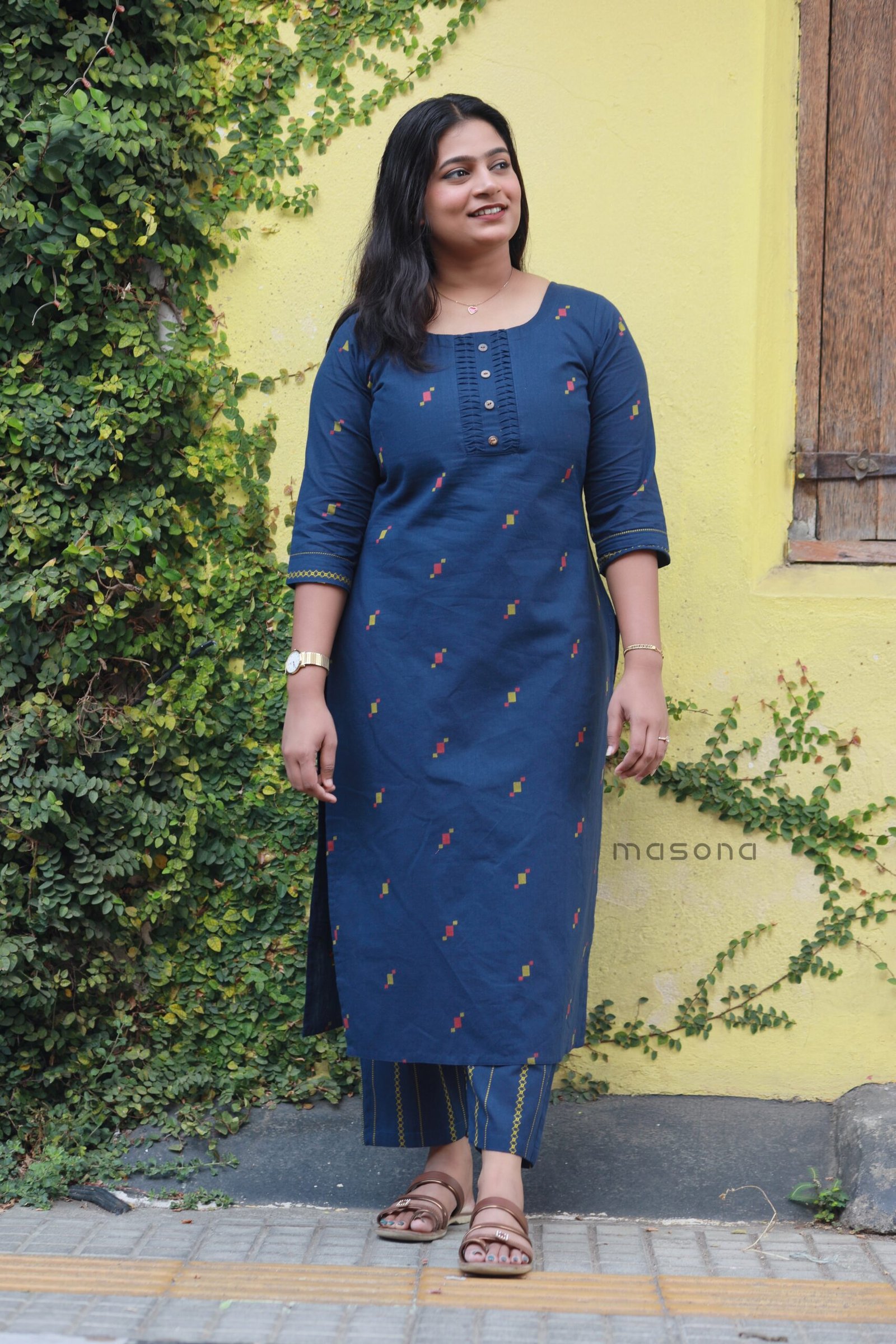 South cotton self butta Slitted Top with matching bottom -M1796 - Image 9