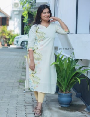 Tropical Botanical Print Cotton Kurti - M1840
