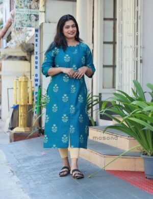 Vatican Cotton Printed Kurti with Zeri Thread Detailing - M1813