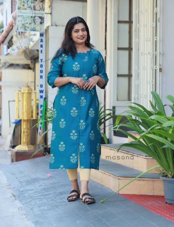 Vatican Cotton Printed Kurti with Zeri Thread Detailing - M1813