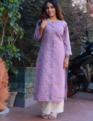 Linen Cotton Embroidered Kurti - M1834