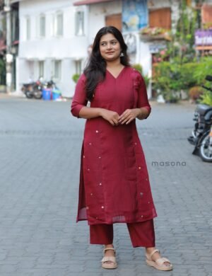 Mal Chanderi Straight Cut Kurti with Matching Bottom - M1816