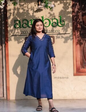 Titanium Silk Slub Self Embroidered Kurti - M1810