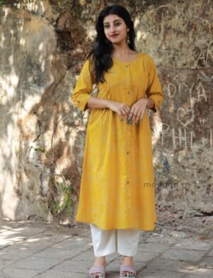 Cotton A-line Full Button Down Kurti - M1846