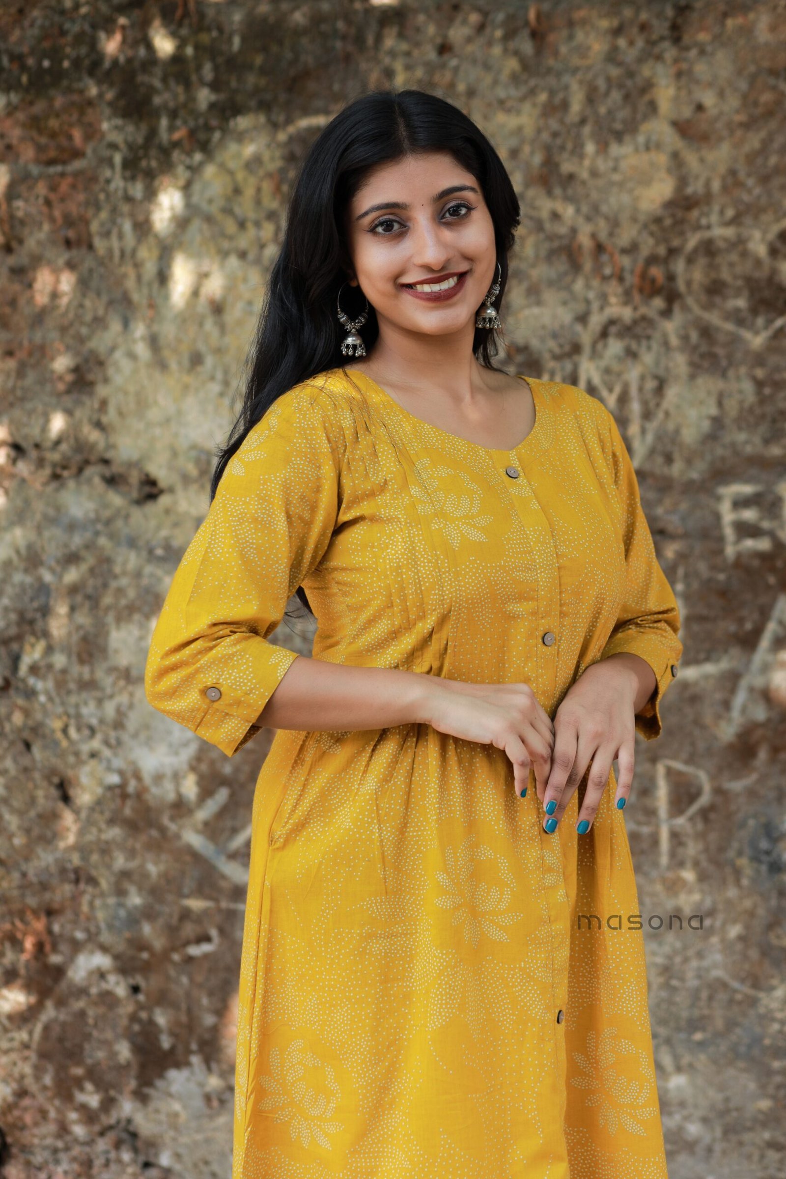 Cotton A-line Full Button Down Kurti - M1846 - Image 3