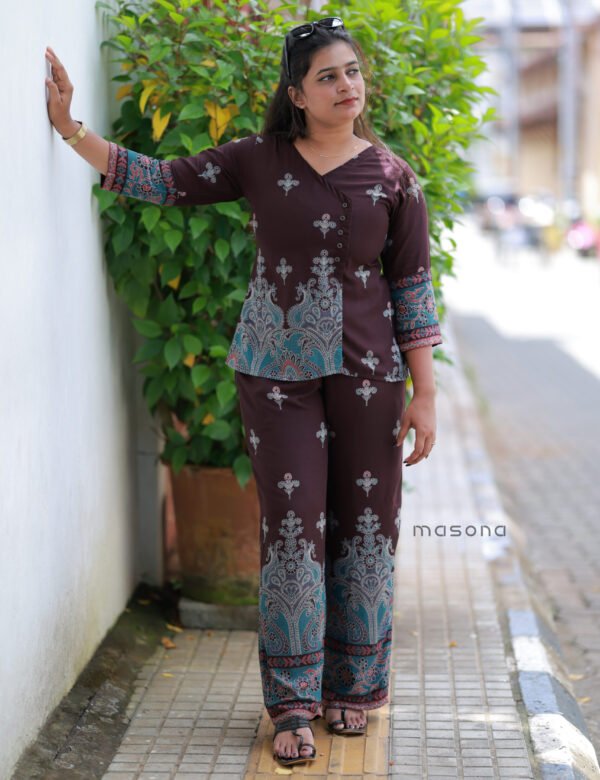 Floral Design Heavy Rayon Fabric 2pcs Set - M1931