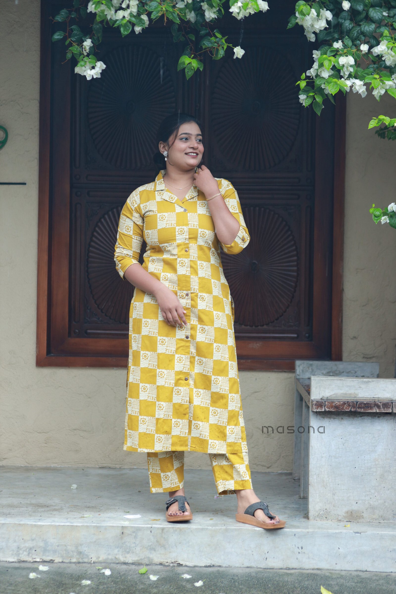 Box Print Cotton Co-ord Set - M1898 - Image 2