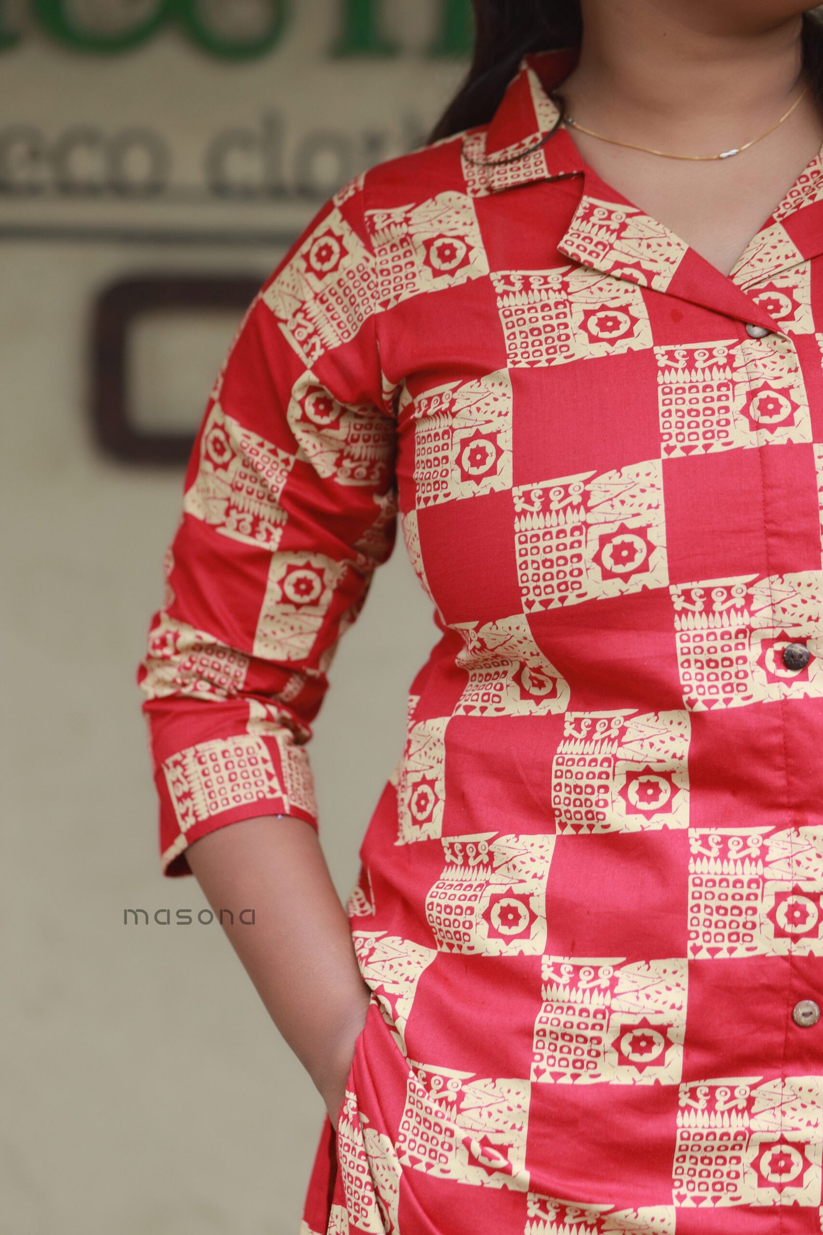Box Print Cotton Co-ord Set - M1898 - Image 7