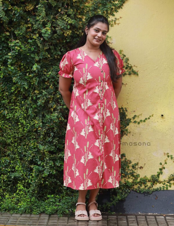 Cotton A-line Top with Puff Sleeves - M1893