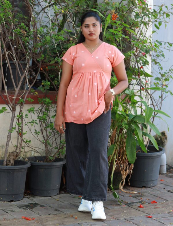 Wrap V-neck Cotton Short Top - M1890