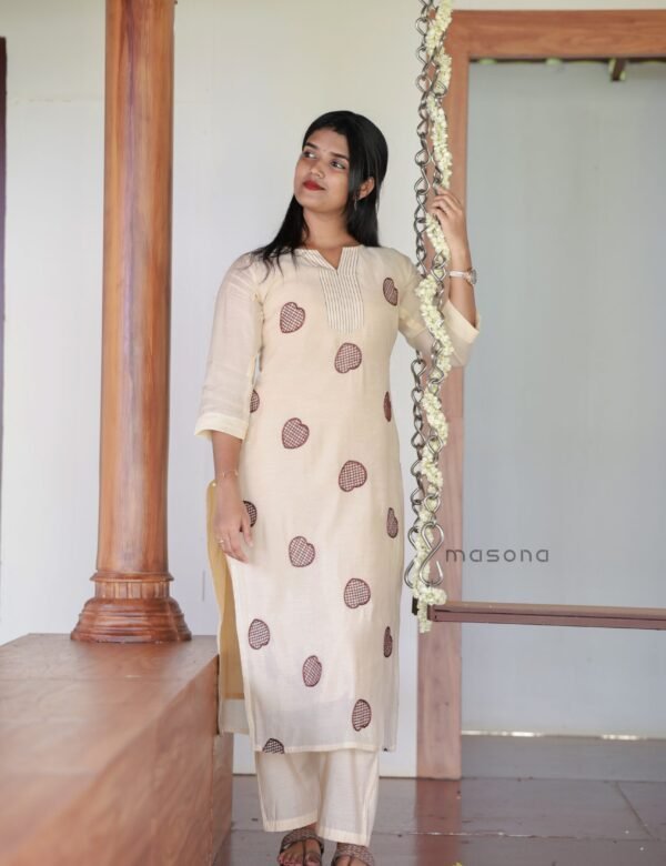 Mal Chanderi Straight Cut Kurti Set with Pintuck Detailing - M1977