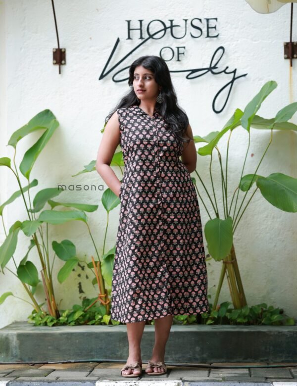 Cotton A-line Kurti with All Over Floral Butti Print - M1916