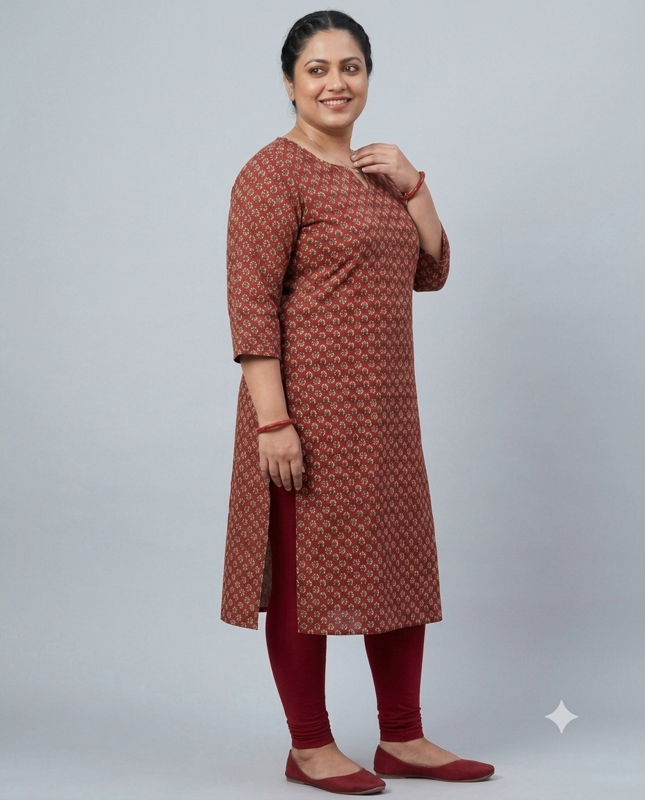 Cambric Cotton Slitted Kurti - M2034 - Image 4