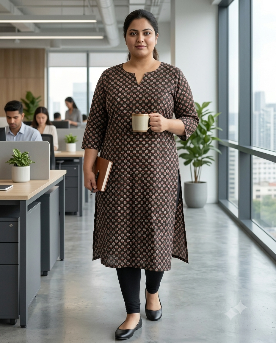Cambric Cotton Slitted Kurti - M2034 - Image 7