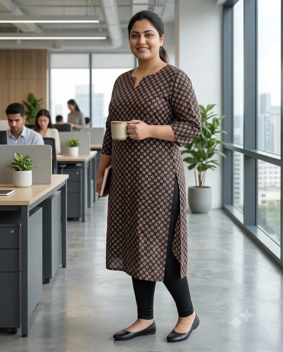 Cambric Cotton Slitted Kurti - M2034 - Image 5