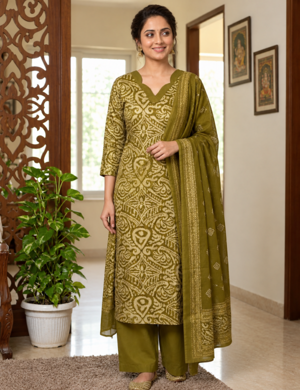 Glass Roman Silk Top Bottom Dupatta Set - M2046