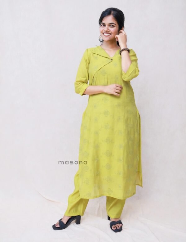 Mal Chanderi Embroidered Straight Kurti - M1994