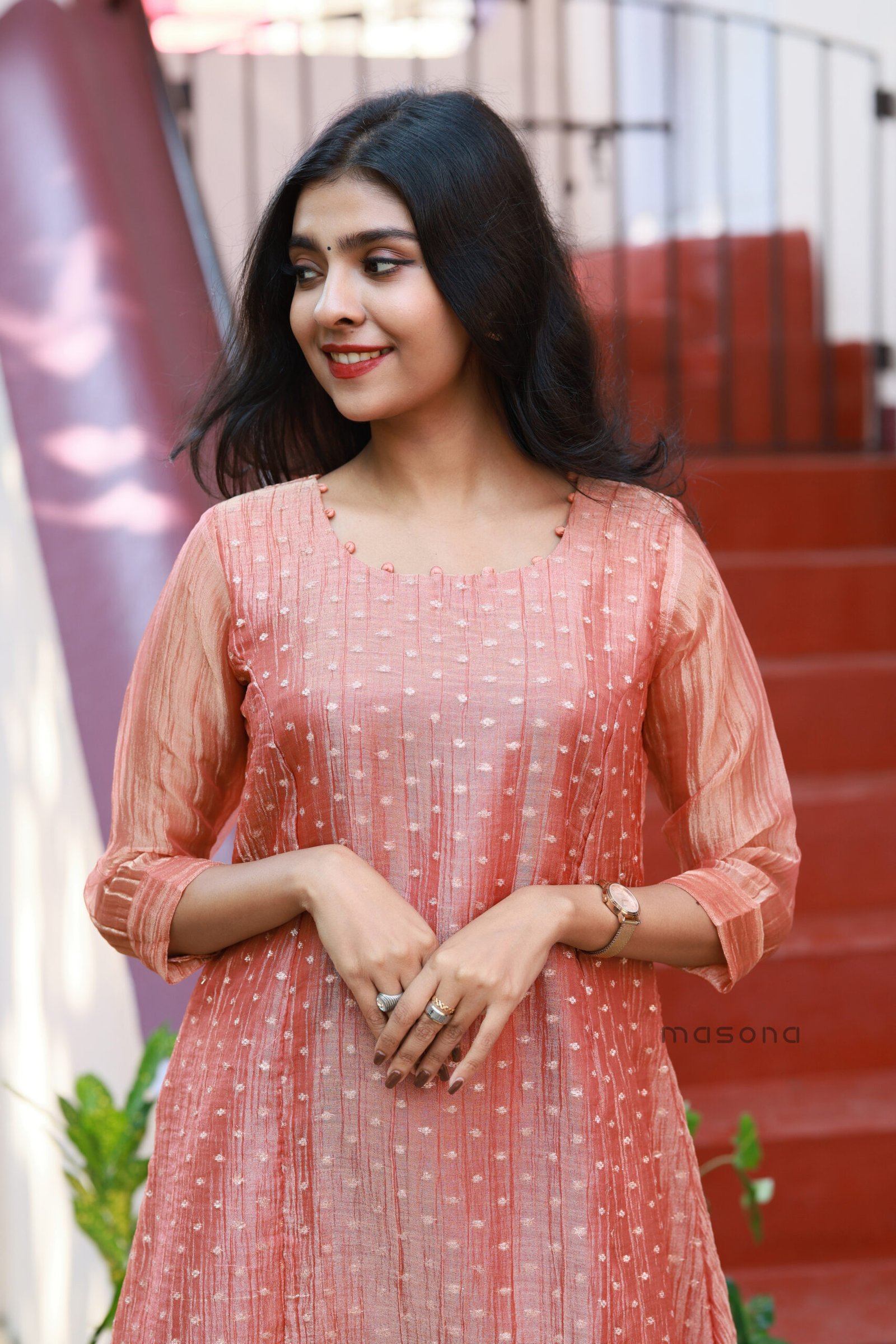 Tissue Organza A line Kurti - M2004 - Image 5
