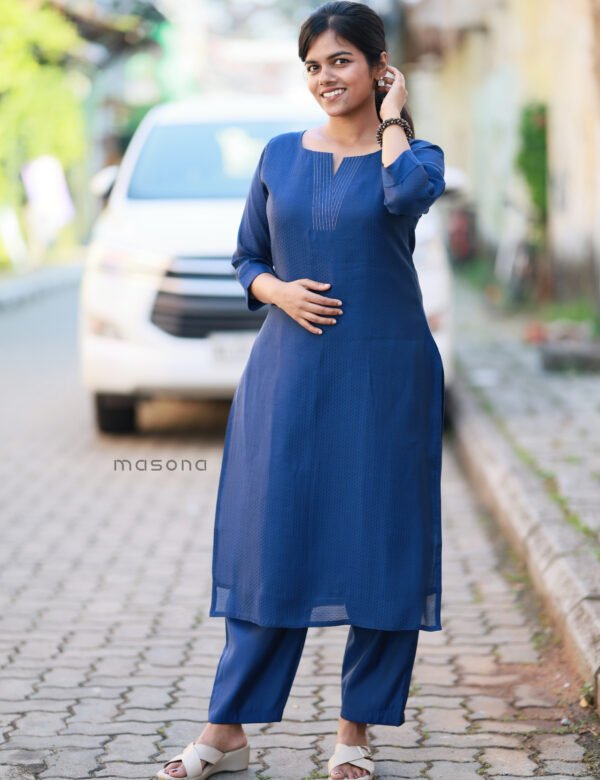 Elegant Mal Chanderi Straight-Cut Kurti Set - M2052