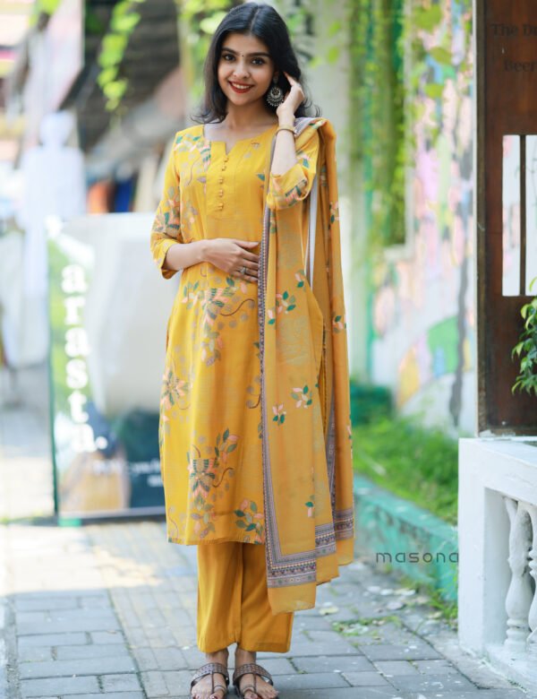 Mal Chanderi Top Bottom Dupatta Set - M1966