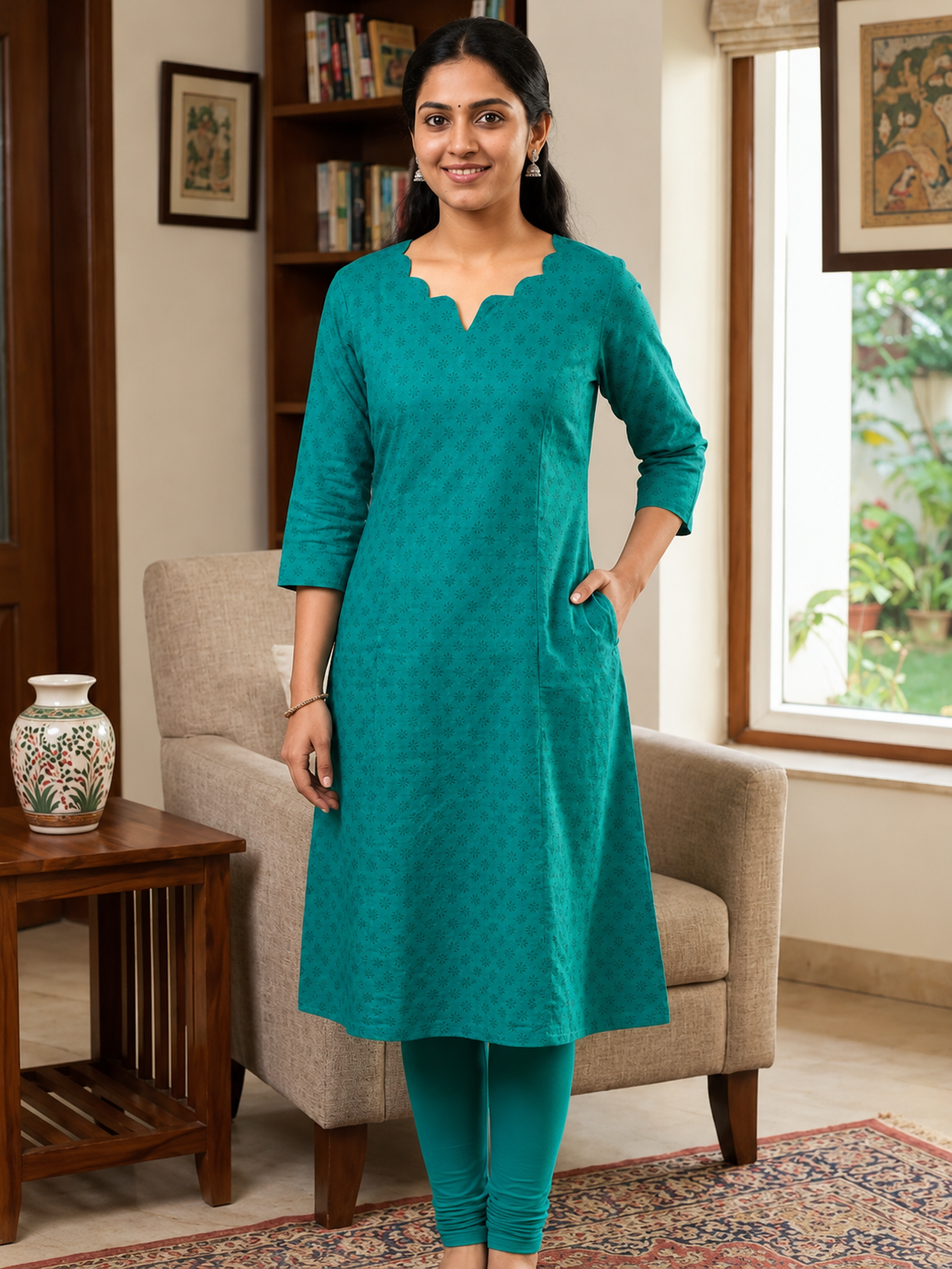South Cotton A-Line Kurti - M1986